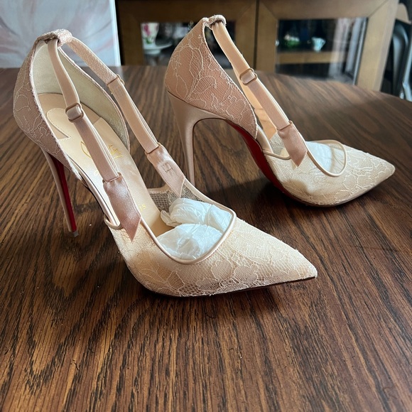 Christian Louboutin Cream Lace Stiletto Heels, only worn once